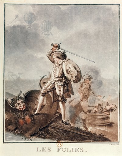 Figaro harcban egy hárpiával, 1786 körül (akvatinta) alkotó: Francois Louis Joseph Watteau