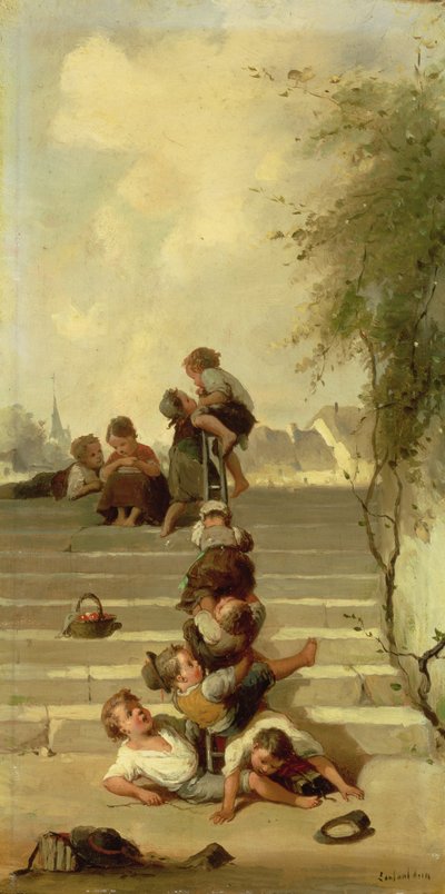 The Slide (olaj, vászon) alkotó: Francois Louis Lanfant de Metz
