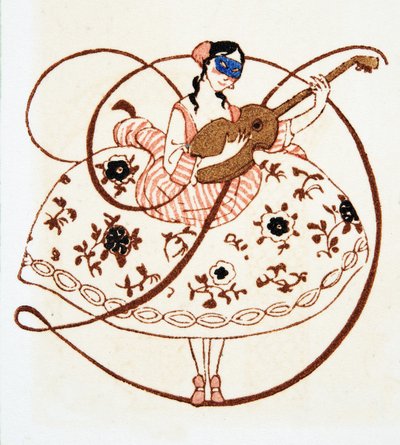 D betű, a Personages de Comedie pub. 1922 (sablonnyomat) alkotó: Francois Louis Schmied