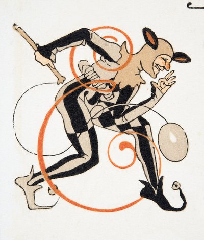 E betű a Personages de Comedie pub. 1922 (sablonnyomat) alkotó: Francois Louis Schmied
