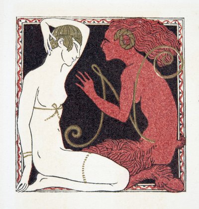 N betű, a Personages de Comedie pub. 1922 (sablonnyomat) alkotó: Francois Louis Schmied