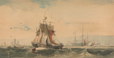 Szállítás a Medway-n, Kentben alkotó: Francois Louis Thomas Francia