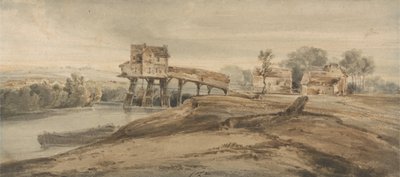 Vízimalom a charentoni híd felett, Thomas Girtin (1775-1802) festménye nyomán (wc grafit fölött, papíron) alkotó: Francois Louis Thomas Francia