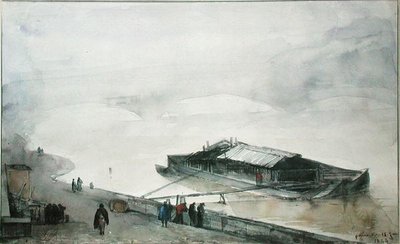 Szajna, 1843 (wc papíron) alkotó: Francois-Marius Granet