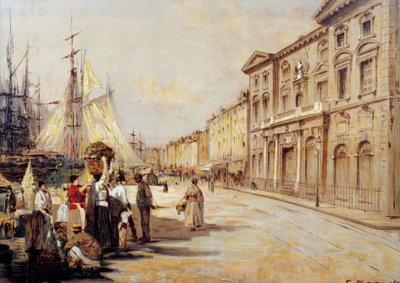 Kilátás a Quai Saint Jean Marseille utcai jelenetére. Francois Maury (1861-1933) rajza 1902 Marseille, Régi Marseille Múzeum alkotó: Francois Maury