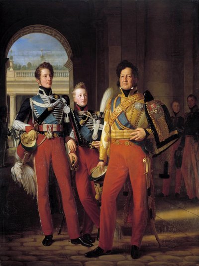 I. Lajos Fülöp (1773-1850), Orléans hercegének, a huszárok vezérezredesének egyenruhás lábán álló portréi, valamint fiai: Chartres hercege és Nemours hercege Louis Hersent (1777-1860) után festve. Francois Gerard (1770-1837) 1832. V. 2 alkotó: Baron François Pascal Simon Gérard