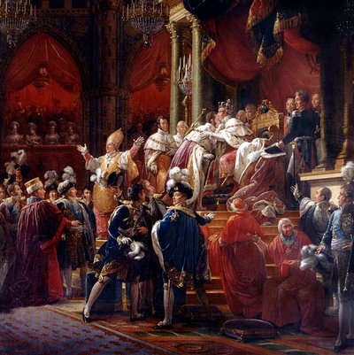 X. Károly király koronázása, 1825. május 29. a reimsi székesegyházban, 1827 körül (részlet) alkotó: Francois Pascal Simon Gerard