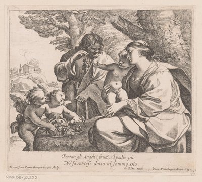 Szent család puttival és szőlővel Portan gli Angeli i frutti (...) (cím a tárgyon) alkotó: Francois Perrier