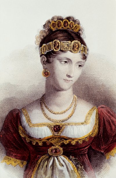 Pauline Bonaparte portréja (színes litó) alkotó: Francois Seraphin (after) Delpech