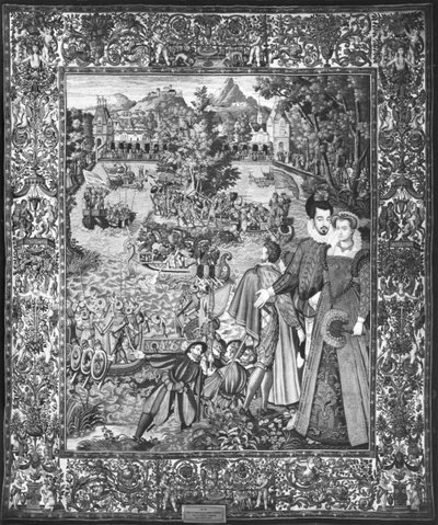 Henri III (1551-89) és Louise de Lorraine (1553-1601) vízi fesztiválja, brüsszeli műhely, 1580 körül alkotó: Francois after Quesnel