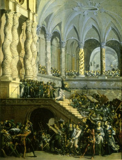 Krisztus kiűzi a pénzkölcsönzőket a templomból alkotó: Francois de Nome