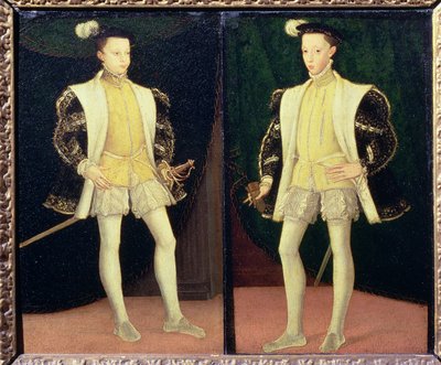 Balról jobbra II. Ferenc (1544-60) és IX. Károly (1550-74) alkotó: Francois workshop of Clouet