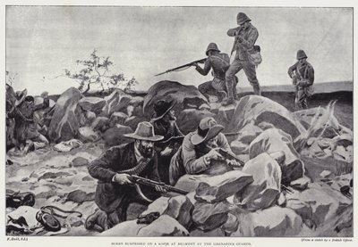 A gránátos gárda (litho) meglepte a búrokat egy kopjén Belmontnál alkotó: Frank (after) Dadd