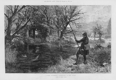 Csukahalász, aki nagy halat rak ki (litho) alkotó: Frank (after) Feller
