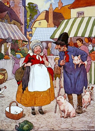 Illusztráció a „The Beautiful Book of Nursery Rhymes, Stories and Pictures” című könyvből, kiadó: Blackie & Son (színes litho) alkotó: Frank Adams