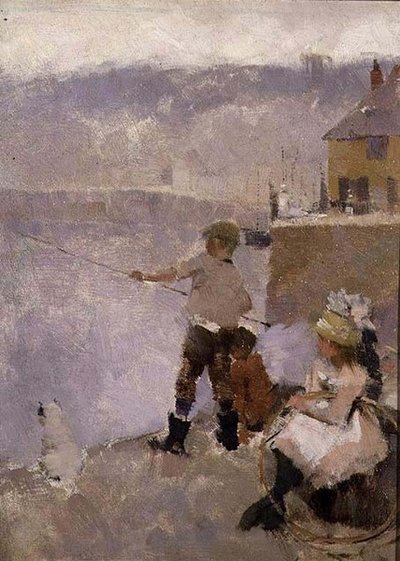Horgászat a rakparton alkotó: Frank Bramley