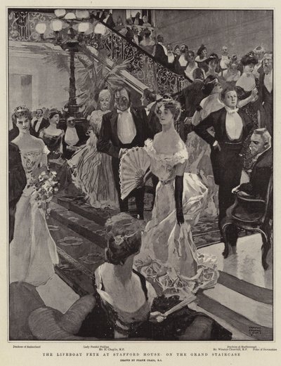Mentőcsónak ünnepe a Stafford House-ban a Grand Staircase-n alkotó: Frank Craig