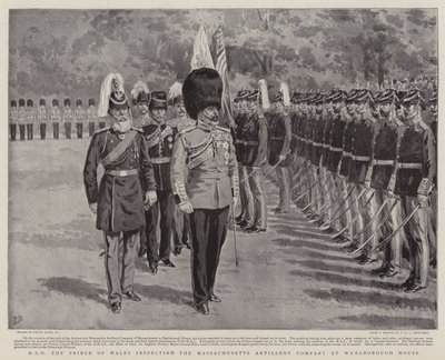 HRH, a walesi herceg ellenőrzi a Massachusetts Tüzérségi Társaságot a Marlborough House-ban alkotó: Frank Dadd