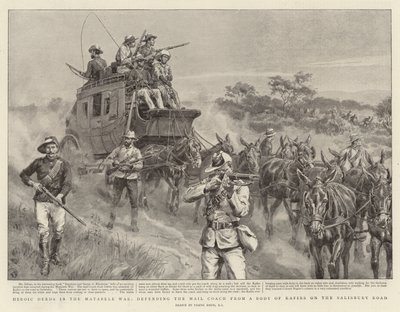 Hős tettek a Matabele háborúban, a postakocsi megvédése a kafirok holttestétől a Salisbury Roadon alkotó: Frank Dadd