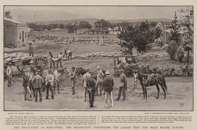 Newcastle evakuálása, a lakosok szétszedik a Laagert, amelyet távozásuk előtt építettek alkotó: Frank Dadd