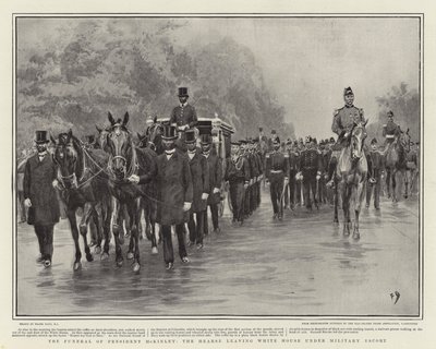 McKinley elnök temetése, a Fehér Házat elhagyó halottszállító katonai kísérettel alkotó: Frank Dadd