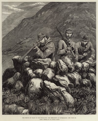 A walesi herceg a Felföldön, a Szarvas-hajtás Invercauldban alkotó: Frank Dadd