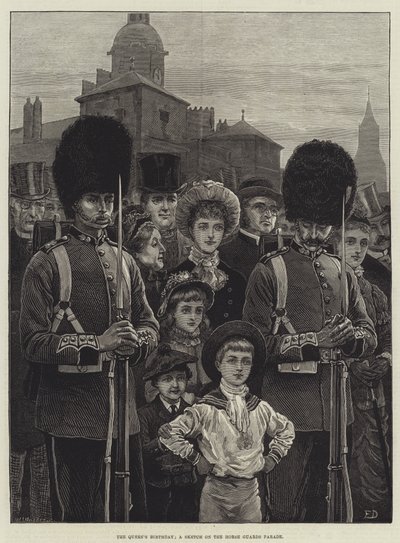 A királynő születésnapja, egy vázlat a Horse Guards Parade-on alkotó: Frank Dadd