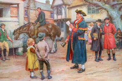 Híreket olvasó városi kiáltó, 1925 körül (szitanyomat) alkotó: Frank Dadd