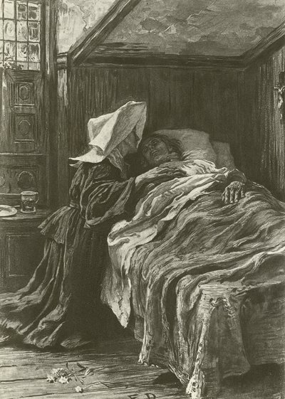Gabriel és Evangeline (mélynyomás) alkotó: Frank Dicksee