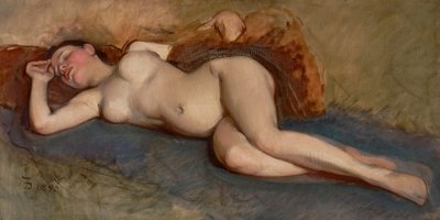 Fekvő akt alkotó: Frank Duveneck