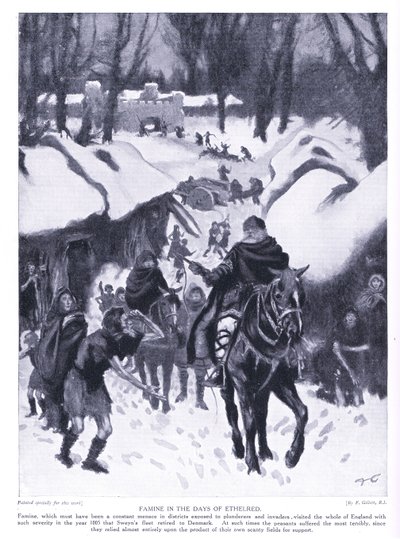 Éhínség Ethelred idejében 1005, 1920-as években alkotó: Frank Gillett