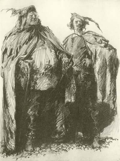 Sir John Falstaff és a pisztoly (metszet) alkotó: Frank Gillett
