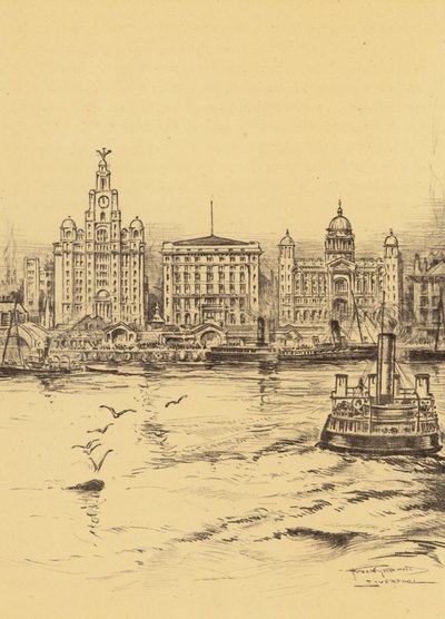 Liverpool, The New Water Front (litográfia) alkotó: Frank Greenwood