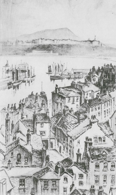 Scarborough a Castle Hillről (litográfia) alkotó: Frank Greenwood