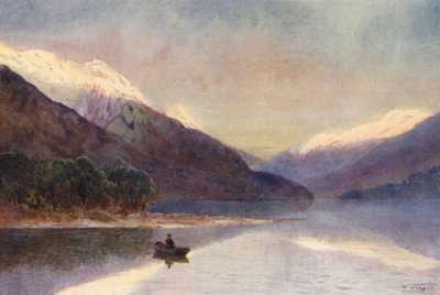 Új-Zéland: Te-Anau-tó (színes litográfia) alkotó: Frank H Wright