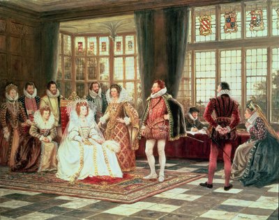 I. Erzsébet királynő (1533-1603) az udvarban alkotó: Frank Moss Bennett