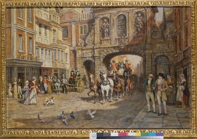 A Királyi Posta Temple Bar mellett halad el alkotó: Frank Moss Bennett