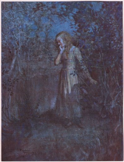 A fény sötétséggé változott, az este pedig éjszakává mélyült, 1920 körül (színes litográfia) alkotó: Frank Reynolds
