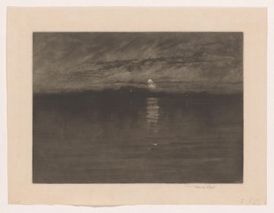 Éjszakai táj egy tóval Amikor a fáradt hold fogyóban volt, Dort alkotó: Frank Short (signed by artist)
