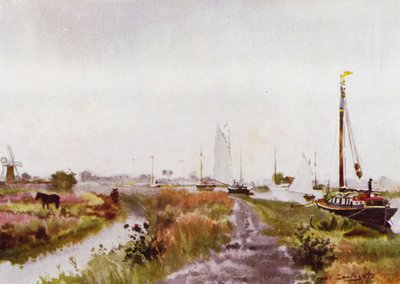 Norfolk Broads: Potter Heigham alatt (színes litho) alkotó: Frank Southgate