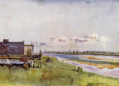 Norfolk Broads: Yarmouth Breydonból (színes litho) alkotó: Frank Southgate