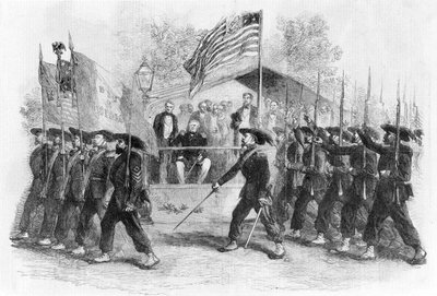A Garibaldi Gárda felvonulása Lincoln elnök előtt, 1861-1865 (1880 körül) alkotó: Frank Vizetelly