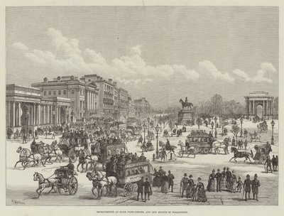 Fejlesztések a Hyde Park-Cornernél és az új Wellington-szobornál alkotó: Frank Watkins