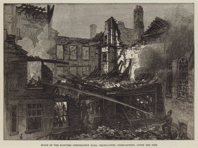 A Scottish Corporation Hall romjai, Crane-Court, Fleet-Street, a tűz után alkotó: Frank Watkins
