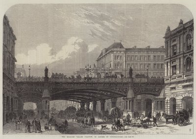 A Holborn-völgyi viadukt, az építés folyamatában alkotó: Frank Watkins