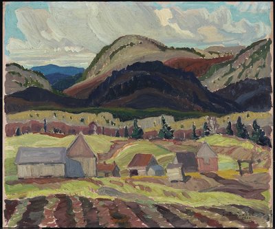 Farm Buildings, La Cloche, 1932 (olaj, laminált karton) alkotó: Franklin Carmichael