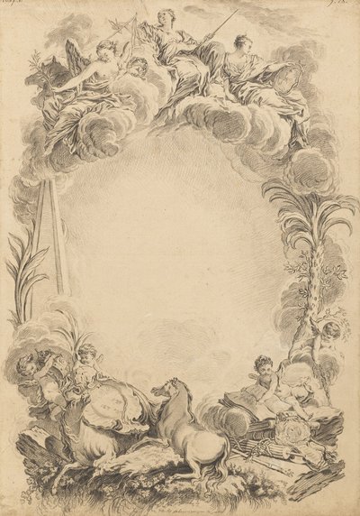 Tervezés egy escutcheon tiszteletére William Earl Cowper (kb. 1665-1723) alkotó: François Boucher