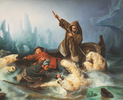 Harc jegesmedvék ellen, 1839. alkotó: François August Biard