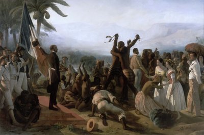Kiáltvány a rabszolgaság felszámolásáról a francia gyarmatokon, 1848. április 27. alkotó: François Auguste Biard