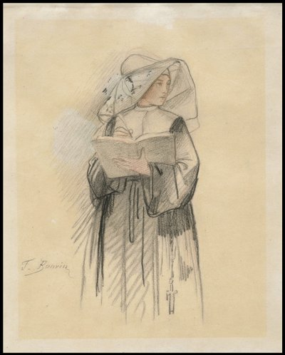 Egy apáca könyvvel és tollal, 1827-87 alkotó: François Bonvin